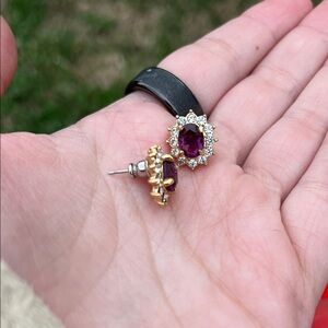 Elegant Purple and Gold Stud Earrings